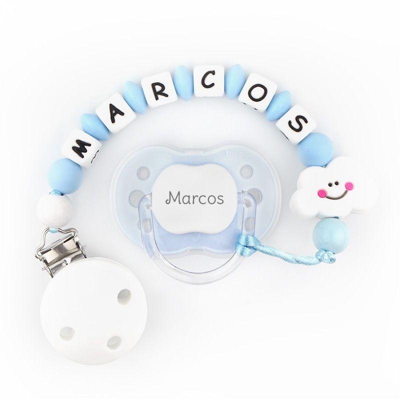 Chupete con Chupetero Silicona Personalizados Nube Azul Mi Pipo - Nanetes #